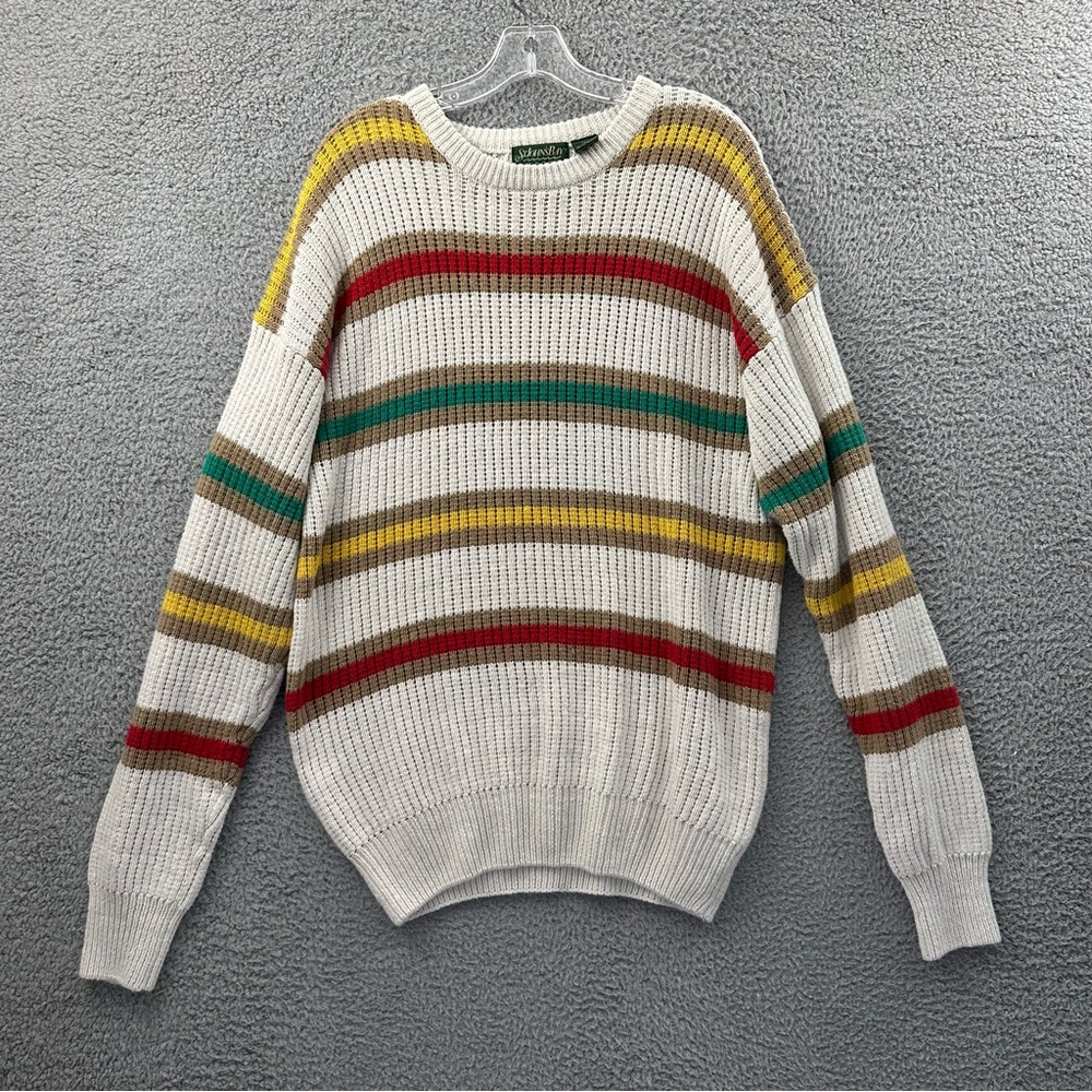 Vtg St John's Bay Sport Long‎ Sleeve Crew Neck Sweater Striped Grandpacore XLT